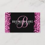 Simple Monogram Pink Lights & Sparkles Business Card