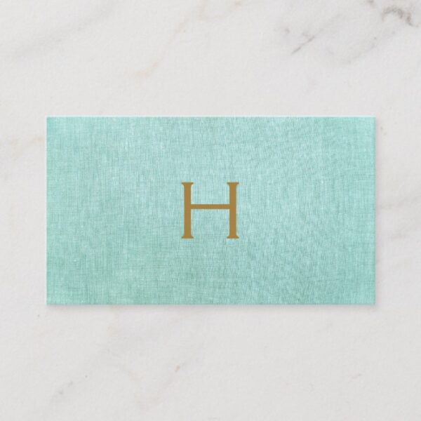 Simple Monogram Turquoise Blue, Stylish Minimalist Business Card