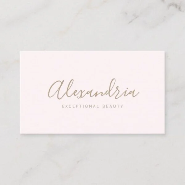 Simple  Pink Handwritten Script Calligraphy Business Card