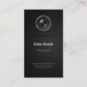Simple Plain Black - Photographer Cinematographer Business Card