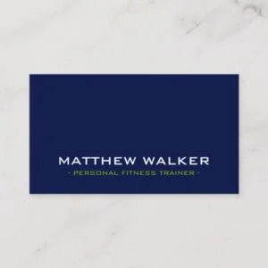 SIMPLE plain bold modern dark navy blue lime green Business Card