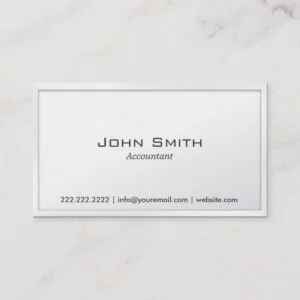 Simple Plain White Accountant Business Card