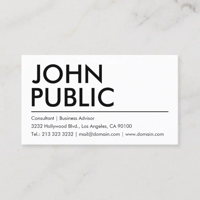 Simple Plain White Bold Name Business Card