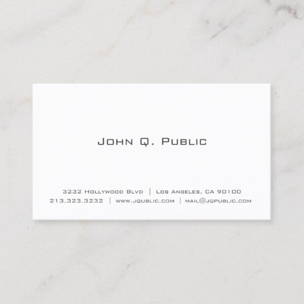 Simple Plain White Professional Business Card