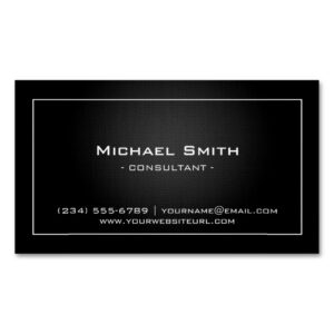 Simple Professional Black Metallic Modern Look Business Card Magnet