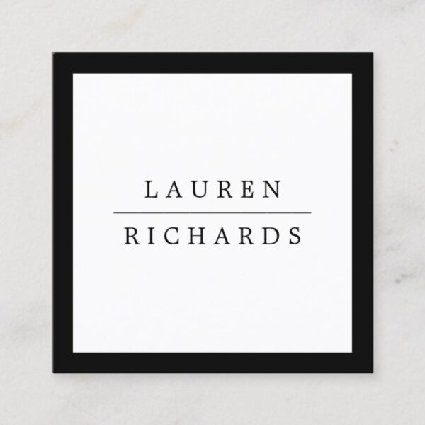Simple Professional Luxe Black and White Square Business Card