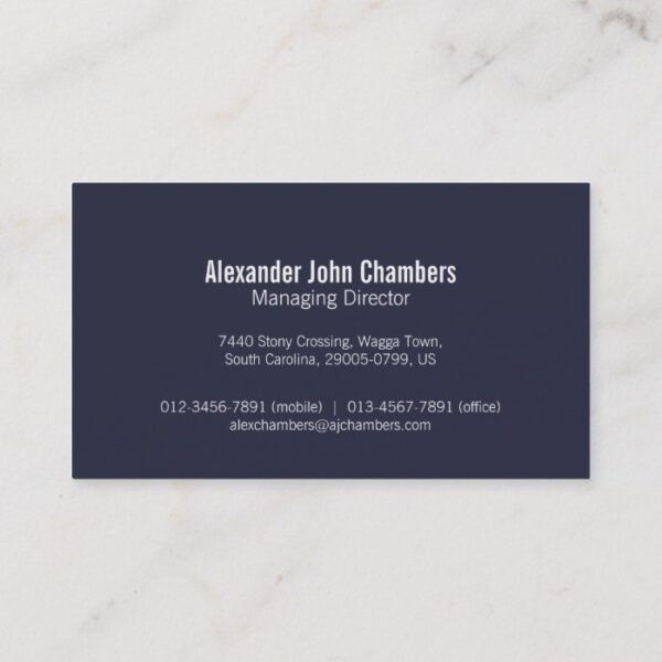 Simple professional navy business cards