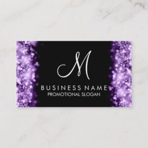 Simple Purple Lights Monogram Business Card