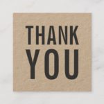 Simple Stylish Rustic Thank You Kraft Square Business Card