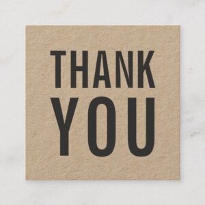 Simple Stylish Rustic Thank You Kraft Square Business Card