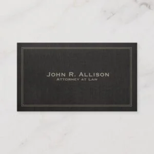 Simple Traditional Black Linen Look Professional Business Card