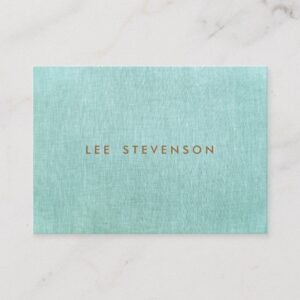 Simple, Turquoise Blue, Linen Look, Minimalist Business Card