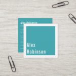 Simple turquoise blue square business card