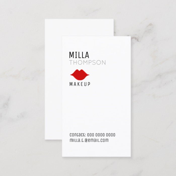 simple vertical makeup artist salon white pro business card