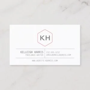 Simple Vintage Monogram Logo in Gray/Red Business Card