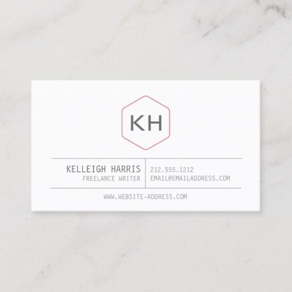 Simple Vintage Monogram Logo in Gray/Red Business Card