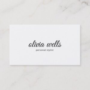 Simple White Handwritten Calligraphy Business Card