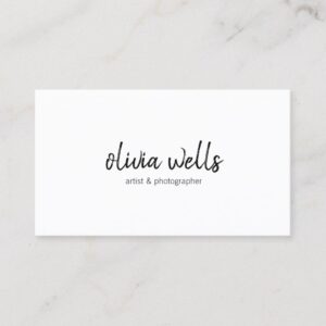 Simple White Handwritten Social Media Icons Business Card