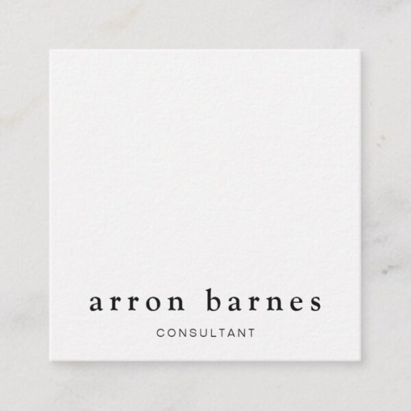 Simple White Modern Professional Minimalist Square Business Card