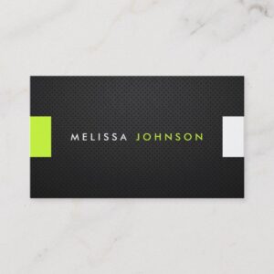 Sleek and Modern Black and Lime Green Business Card