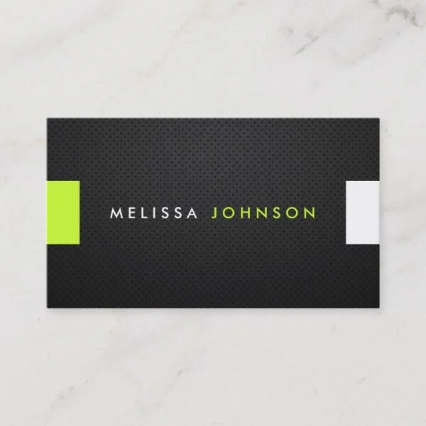 Sleek and Modern Black and Lime Green Business Card