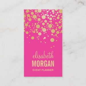 Sparkling Gold Confetti Dots - Trendy Beauty Pink Business Card