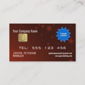 Sparkly Credit Card Maroon Business Card