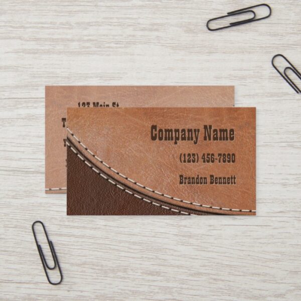 Stitched Leather Interior Design Business Card