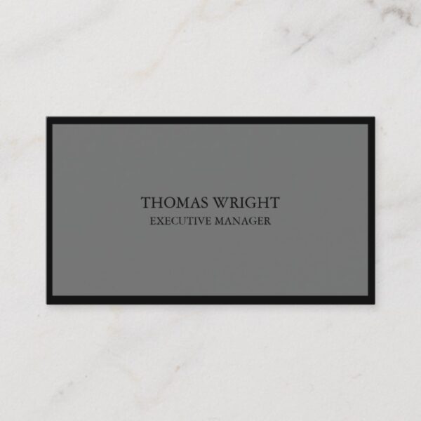 Style Plain Simple Nickel Grey Black Professional Business Card