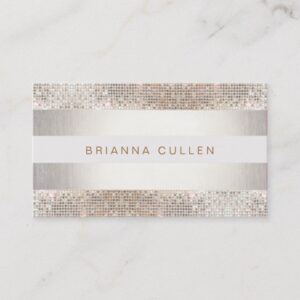 Stylish Faux Sequin Stripe Beauty and Fashion Business Card