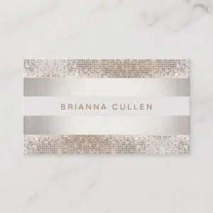 Stylish Faux Sequin Stripe Beauty and Fashion Business Card