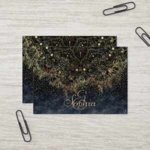 Stylish Gold floral mandala and confetti Business Card