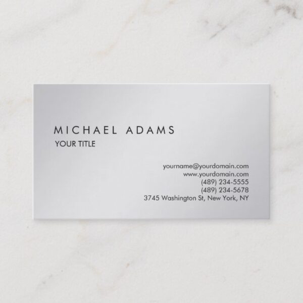 Stylish Plain Grey Simple Professional Modern Business Card