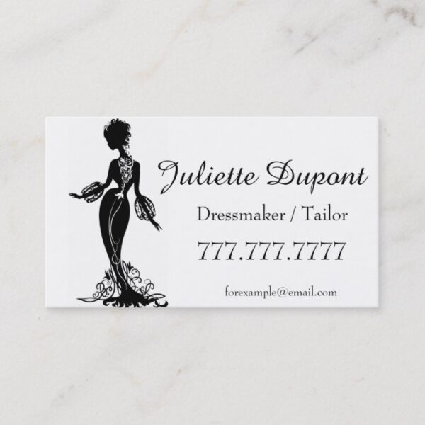Stylish Tailor Dressmaker black Business Card