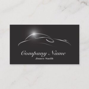 Stylized Elegant Silver on Black Auto Detail EU Business Card