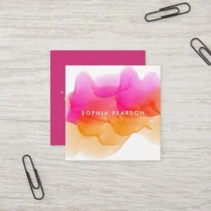 Sunset Watercolor Blot | Social Media Square Business Card