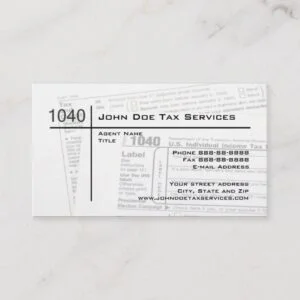 Tax Preparer Federal Tax Form Business Card