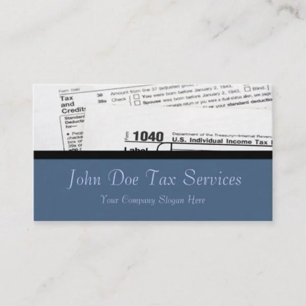Tax Preparer Federal Tax Form Business Card