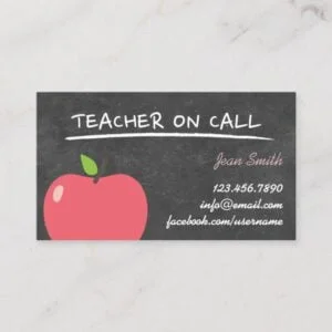 Teacher on Call Cute Apple Chalkboard Business Card