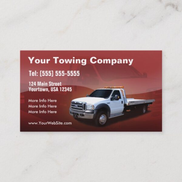 Towing Company white truck design Business Card