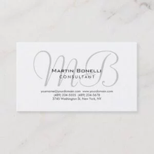 Trendy Chic Monogram Consultant Business Card