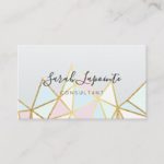 Trendy Faux Gold & Pastel Geometric Design Business Card