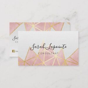 Trendy Faux Gold & Rose Pink Geometric Design Business Card