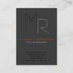Trendy Gray Black Monogram Plain Business Card