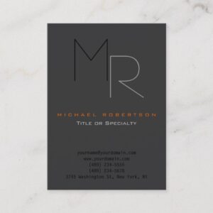 Trendy Gray Black Monogram Plain Business Card