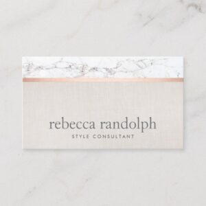 Trendy Hair Stylist Rose Gold Marble  Beige Business Card