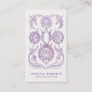 Trendy Lavender Watercolor Floral Bohemian Design Business Card
