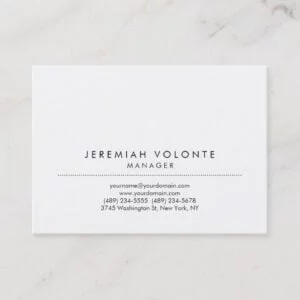 Trendy Minimalist White Professional Artwork Business Card