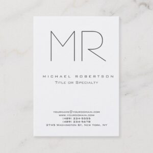 Trendy Modern Monogram Plain Minimalist Business Card