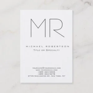 Trendy Modern Monogram Plain Minimalist Business Card